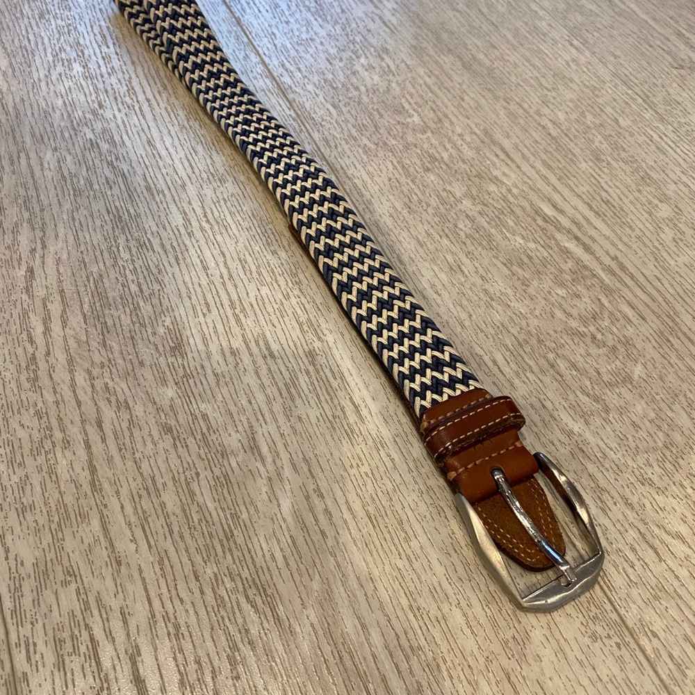 Men’s coastal cool leather woven belt